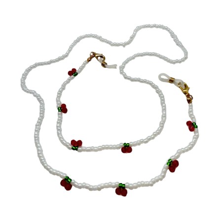 glasschain with white beads and cherries1